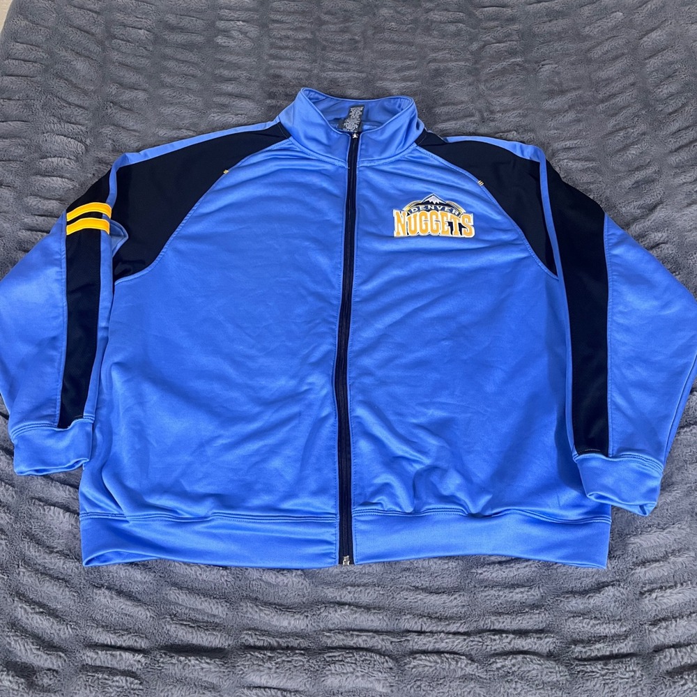 NBA Denver Nuggets Track Jacket Mens XL Blue Full Zip Embroidered Logo AQ078